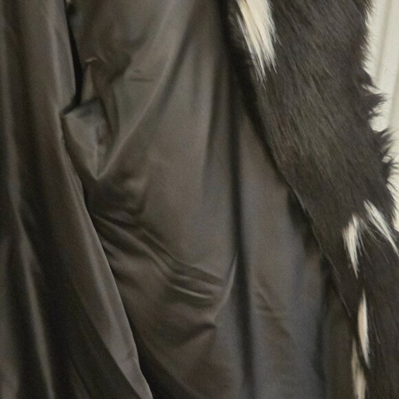 Faux Fur Jacket Mens Middle-length Black Long-sleeved Fox Fur Jacket Warm Trench - Picture 9 of 13